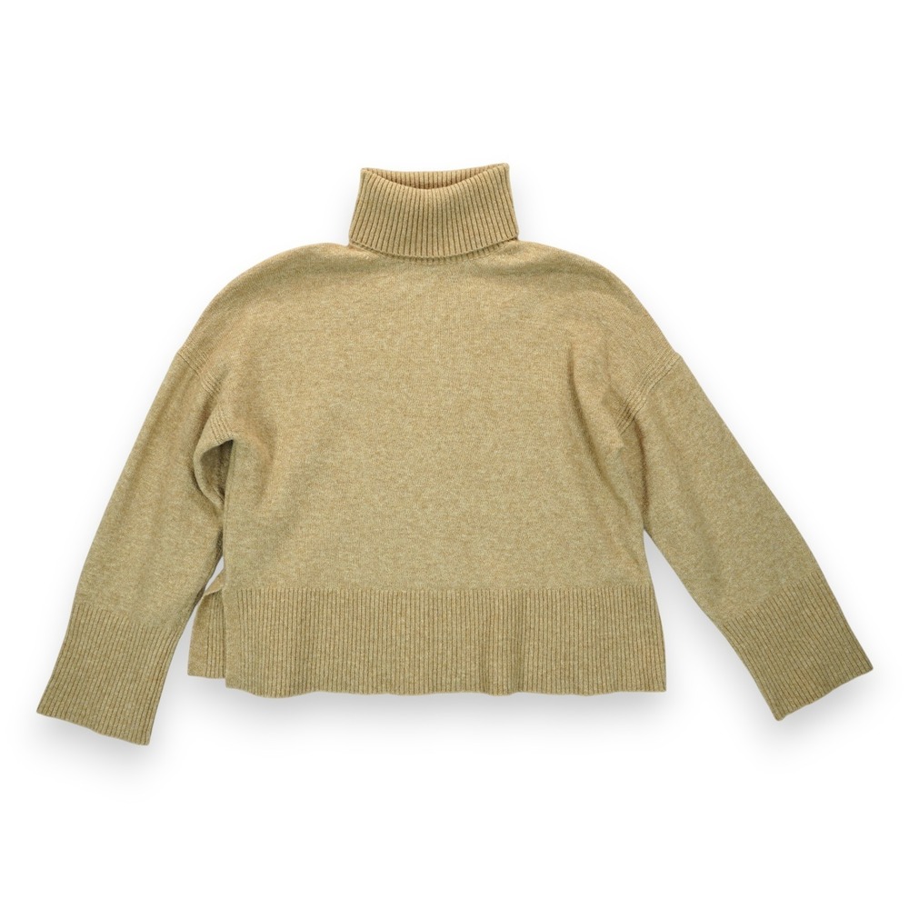 J.Crew Turtleneck Cable Knit Sweater Women's Size Medium Beige Wool